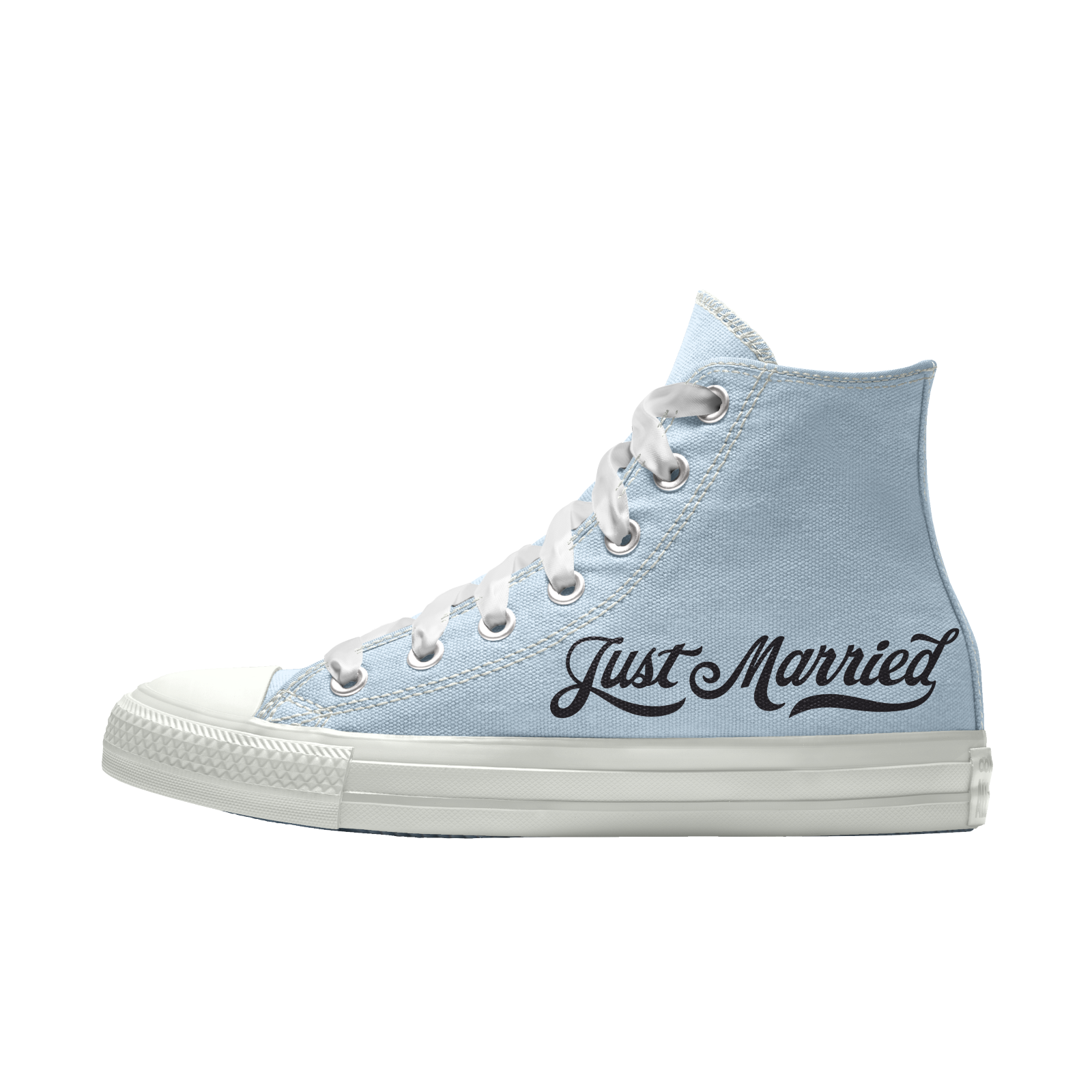Just Married blue converse sneakers