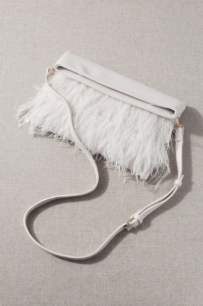 white feather purse