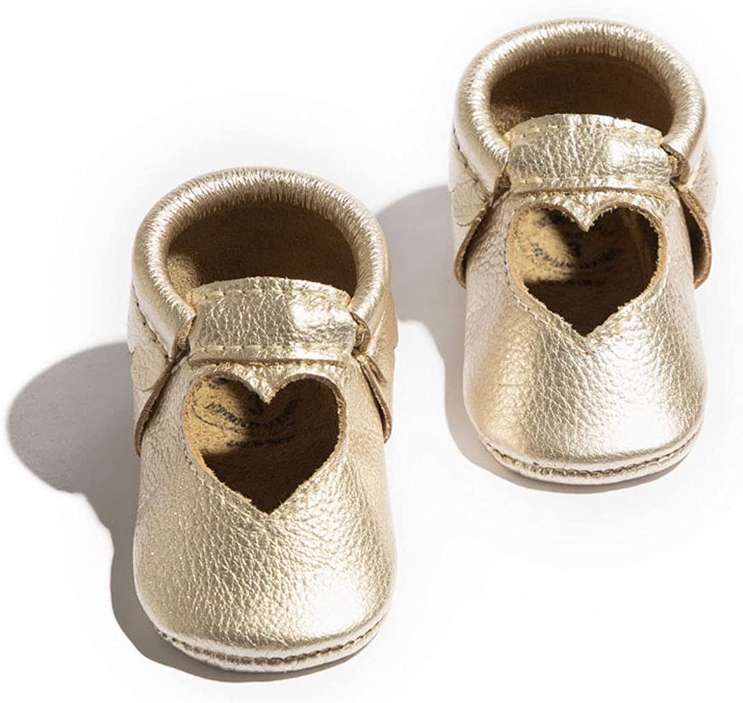 gold heart infant shoes