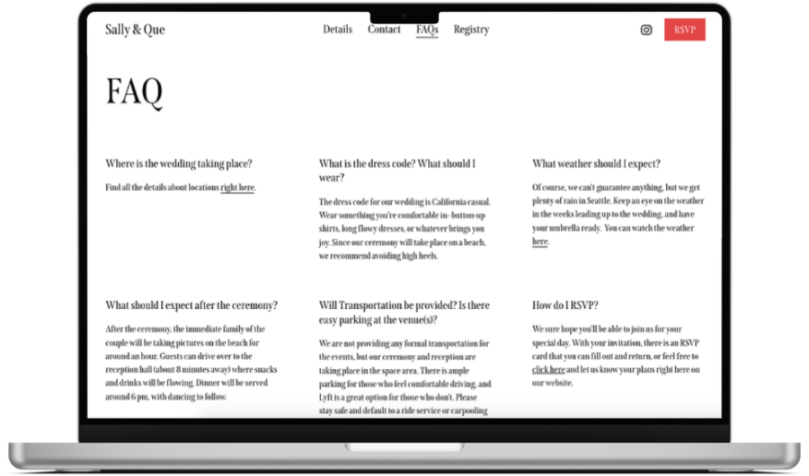 22 Faqs To Include On Your Wedding Website A Practical Wedding