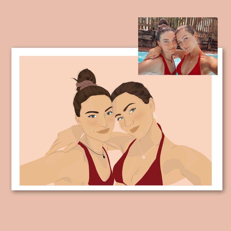 Image d'une illustration de style dessin animé à partir d'une photo de deux femmes