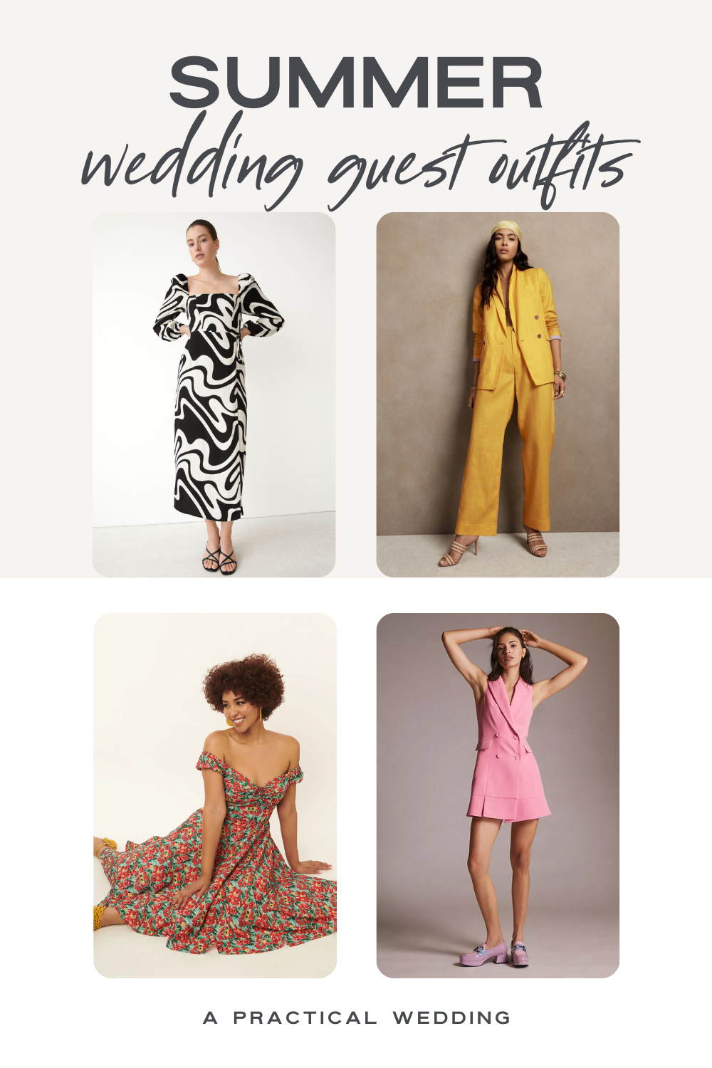 summer wedding guest outfits graphic