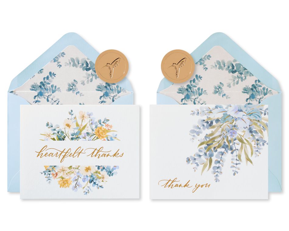 blue floral box card set
